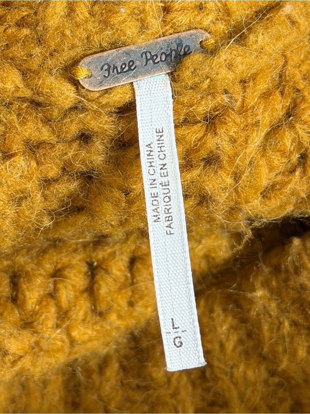 Free People LARGE Alpine Crop Mock Neck Sweater Wool Aplaca Blend in Mustard - Picture 7 of 10